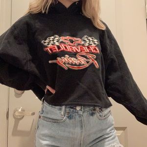 vintage cropped black racing hoodie